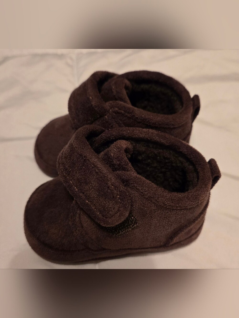 Kids Brown Cozy Fleece-Lined Booties